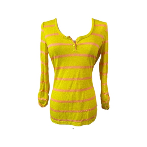 Roxy Striped Yellow and Pink Women's Top. Great Condition Size Small. Pacsun - Picture 1 of 11